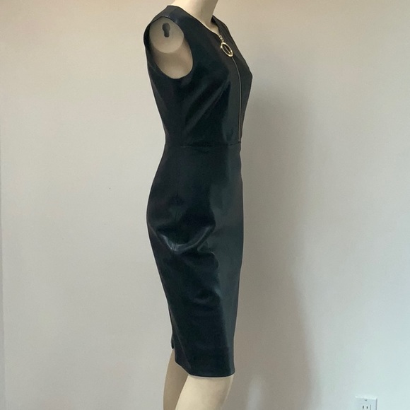 HP✨Calvin Klein Faux Leather ZIP Front Dress 2 NWT - Picture 3 of 8